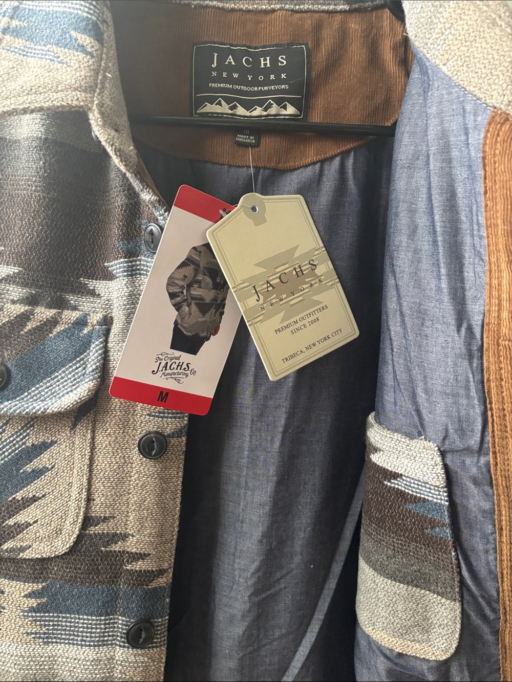 Jachs Heritage Southwest Pattern Button-Up Shacket - Blue & Tan - Picture 2 of 3